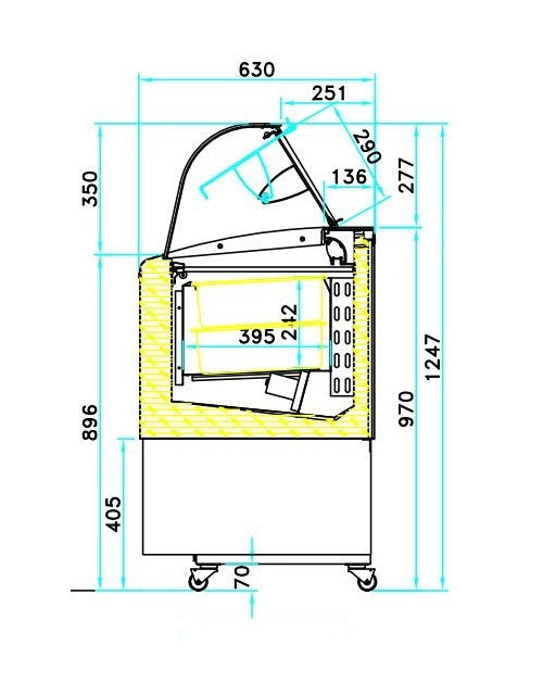Vitrine à crème glacée fiji 7 1354x630x1247 mm 383 L 0.9 kW Combisteel - vue 2 - Vitrine à Glace pro CHR - Cuistéo