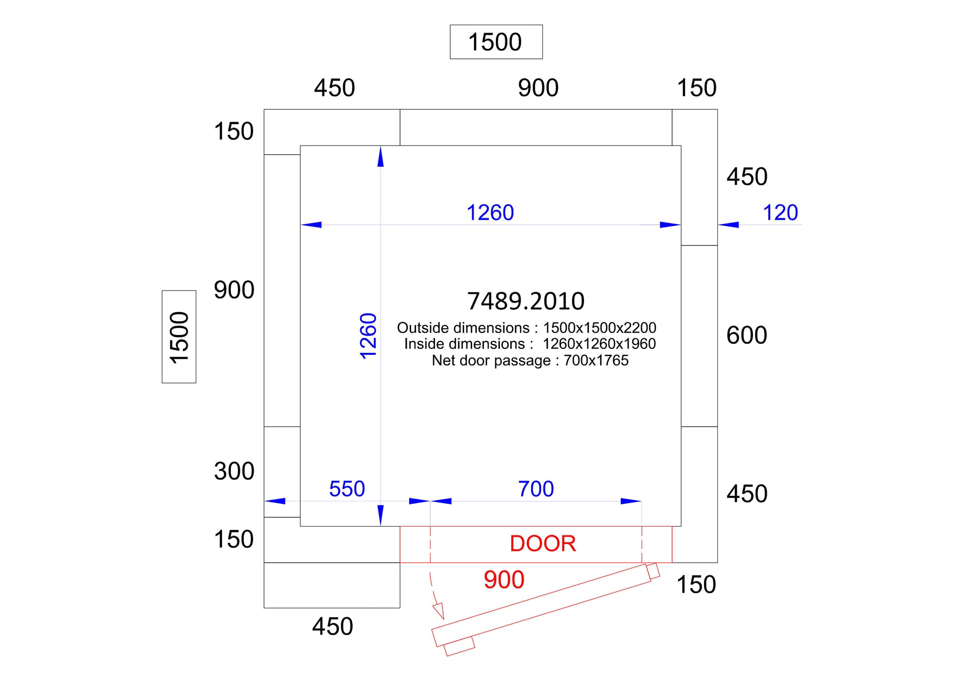 Chambre froide positive/negative 1500x1500x2200 3.1 L Combisteel - Chambre Froide Positive professionnel CHR - matériel cuisine pro - Cuistéo