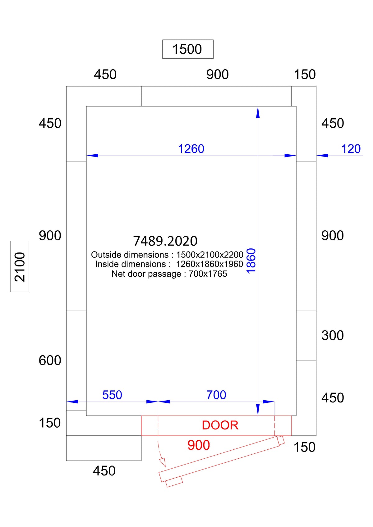 Chambre froide positive/négative 1500x2100x2200 4.6 L Combisteel - Chambre Froide Positive professionnel CHR - matériel cuisine pro - Cuistéo