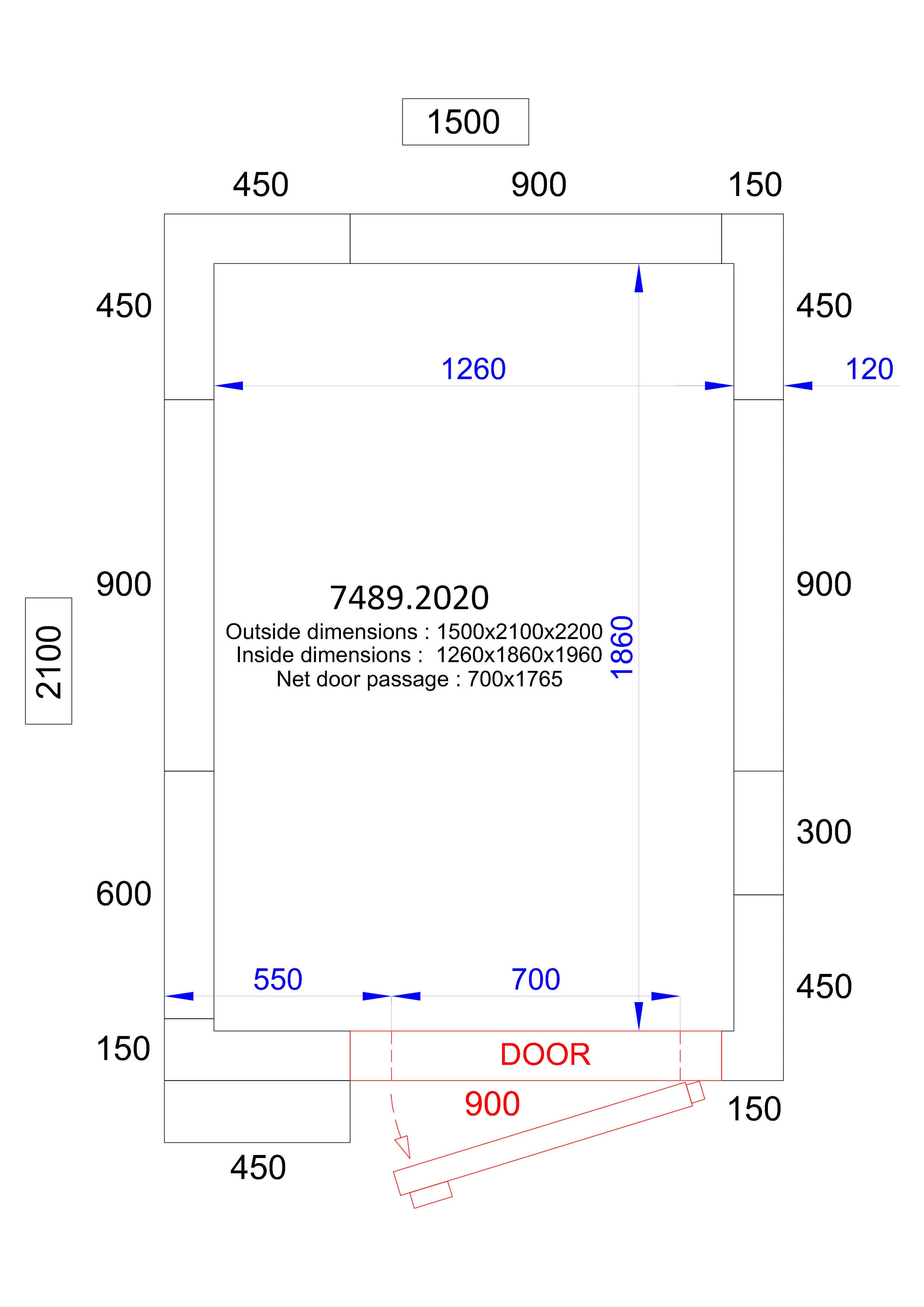 Chambre froide positive/négative 1500x2100x2200 4.6 L Combisteel - Chambre Froide Positive professionnel CHR - matériel cuisine pro - Cuistéo