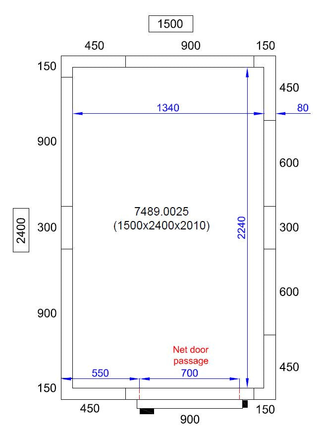 Chambre froide positive/negative 1500x2400x2010 5.5 L Combisteel - Chambre Froide Positive professionnel CHR - matériel cuisine pro - Cuistéo