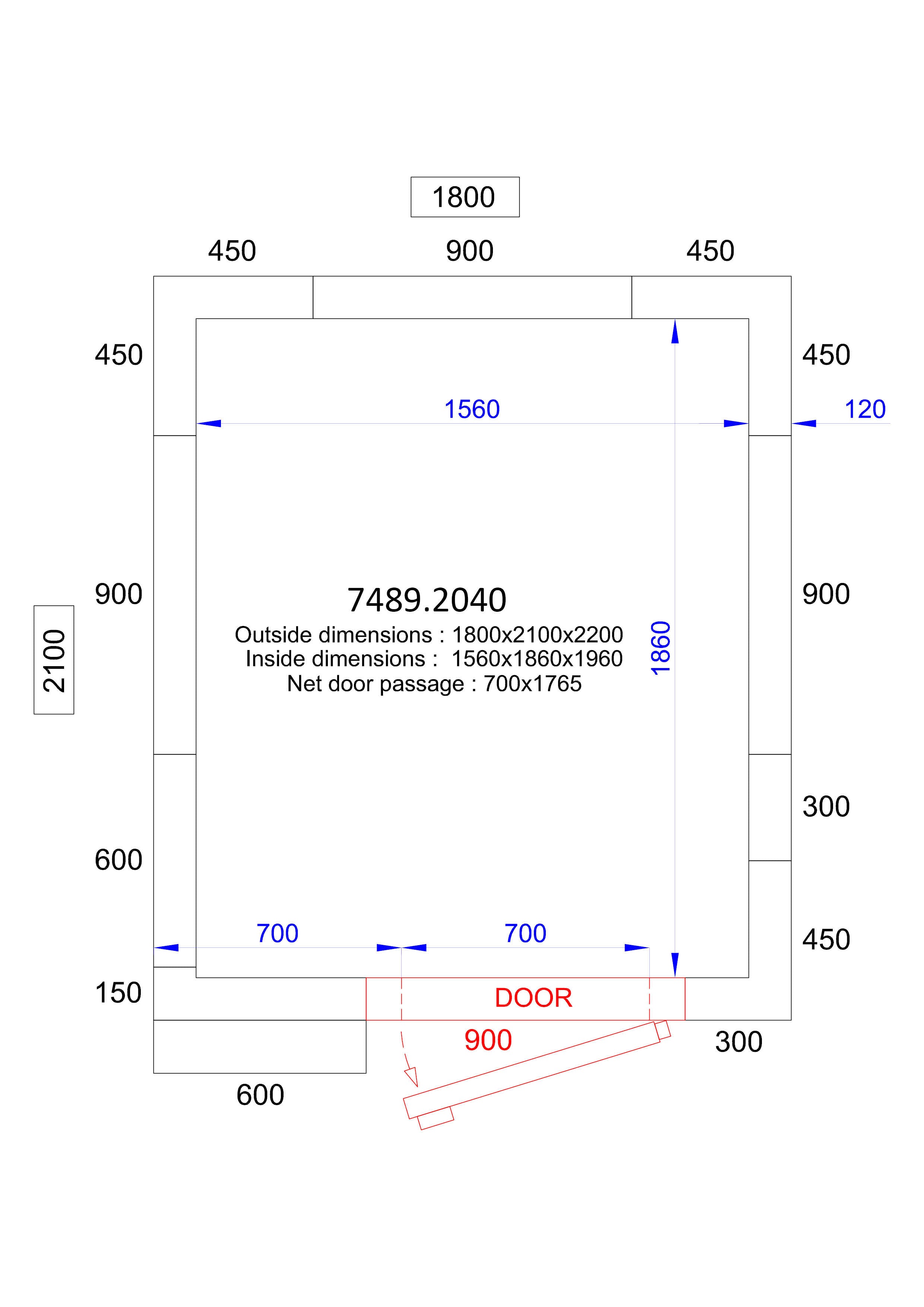 Chambre froide positive/négative 1800x2100x2200 5.7 L Combisteel - Chambre Froide Positive professionnel CHR - matériel cuisine pro - Cuistéo