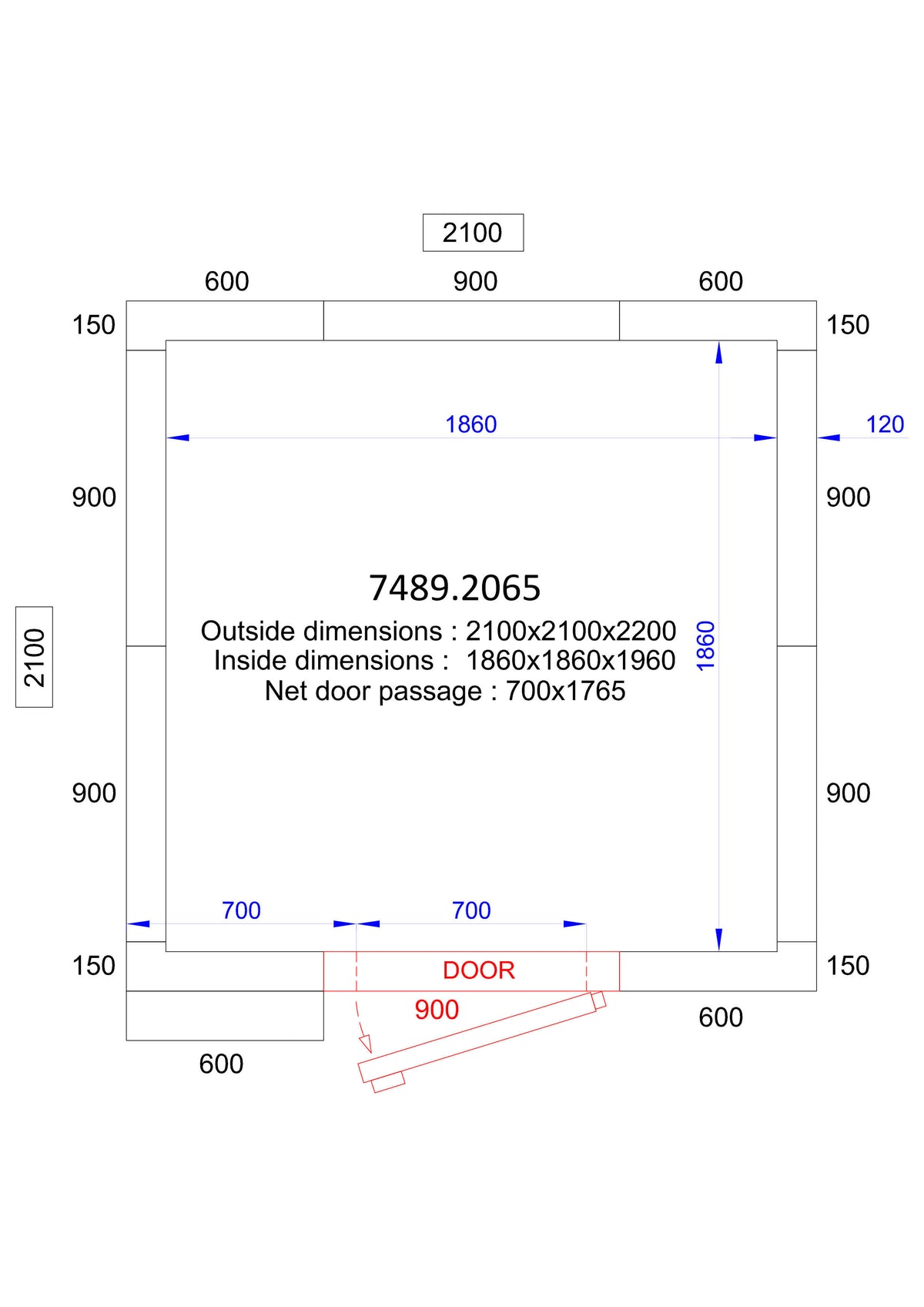 Chambre froide positive/négative 2100x2100x2200 6.8 L Combisteel - Chambre Froide Positive professionnel CHR - matériel cuisine pro - Cuistéo