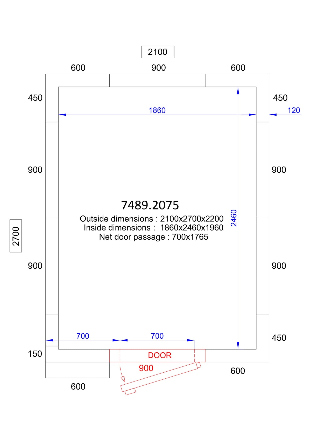 Chambre froide positive/négative 2100x2700x2200 9 L Combisteel - Chambre Froide Positive professionnel CHR - matériel cuisine pro - Cuistéo