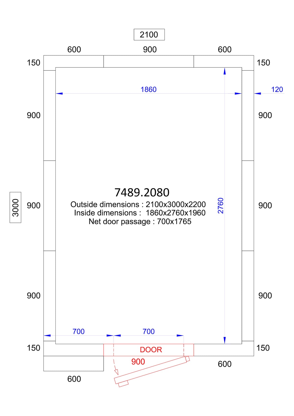 Chambre froide positive/négative 2100x3000x2200 10.1 L Combisteel - Chambre Froide Positive professionnel CHR - matériel cuisine pro - Cuistéo