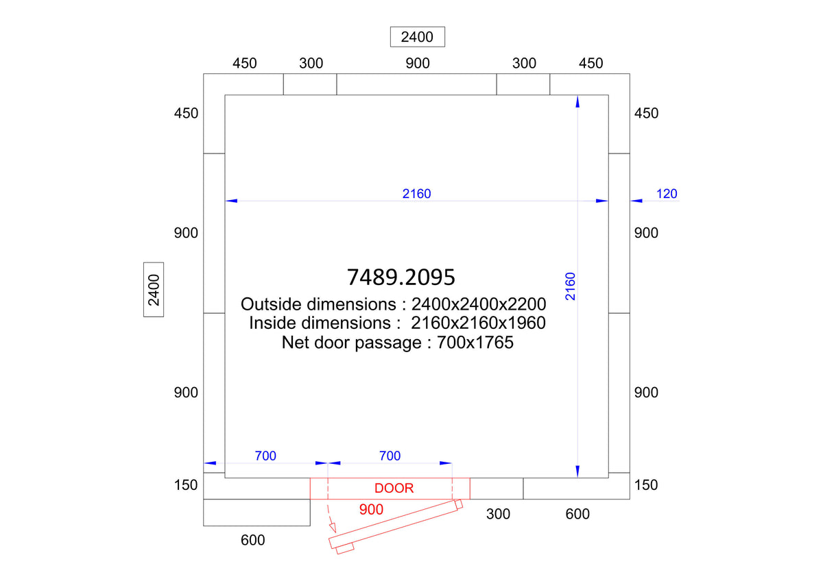 Chambre froide positive/négative 2400x2400x2200 - 120 mm 9.1 L Combisteel - Chambre Froide Positive professionnel CHR - matériel cuisine pro - Cuistéo