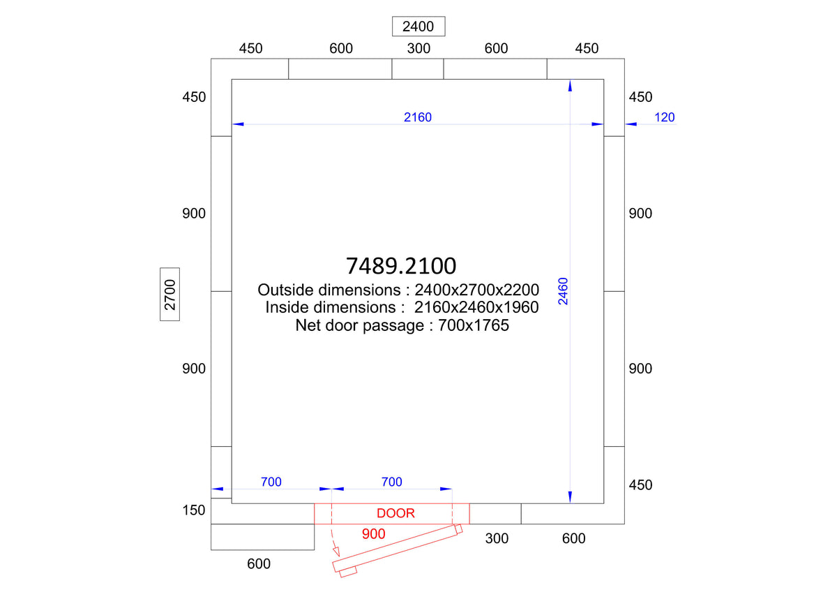 Chambre froide positive/négative 2400x2700x2200 - 120 mm 10.4 L Combisteel - Chambre Froide Positive professionnel CHR - matériel cuisine pro - Cuistéo
