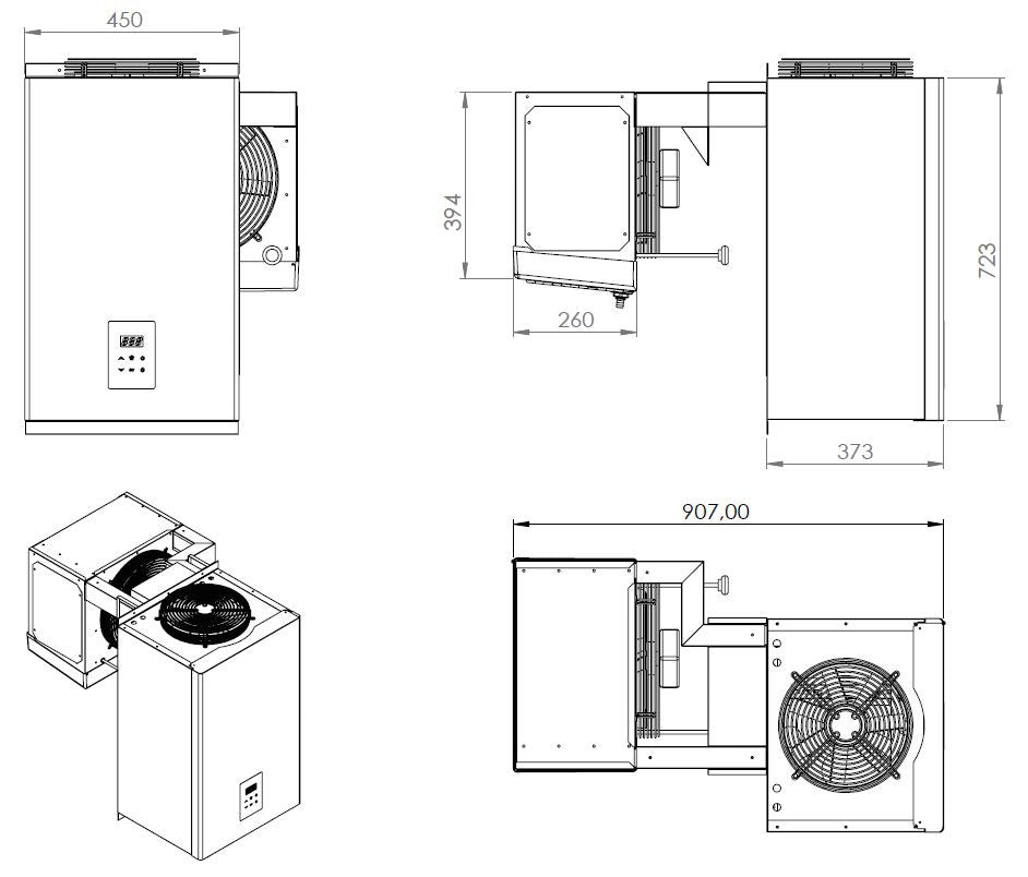 Unité de refroidissement type négatif 4.1 - 6.5 m3 450x907x723 mm 4.1 L 0.96 kW Combisteel - vue 2 - Groupe Négatif pro CHR - Cuistéo