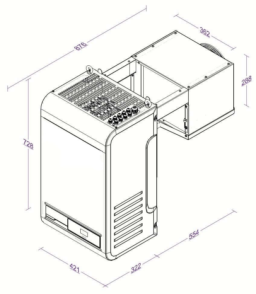 Unité de refroidissement type négatif 4.2-7.4 m3 421x876x728 mm 4.2 L 0.91 kW Combisteel - vue 3 - Groupe Négatif pro CHR - Cuistéo