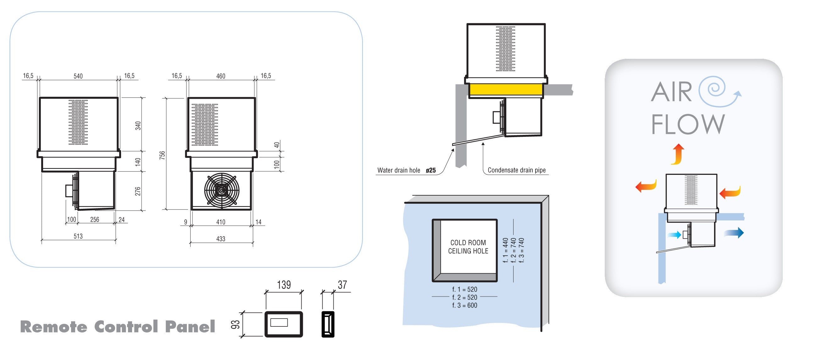 Unité de plafonnier type positif 6-10.4 m3 460x540x756 mm 6 L 0.92 kW Combisteel - vue 2 - Groupe Positif pro CHR - Cuistéo