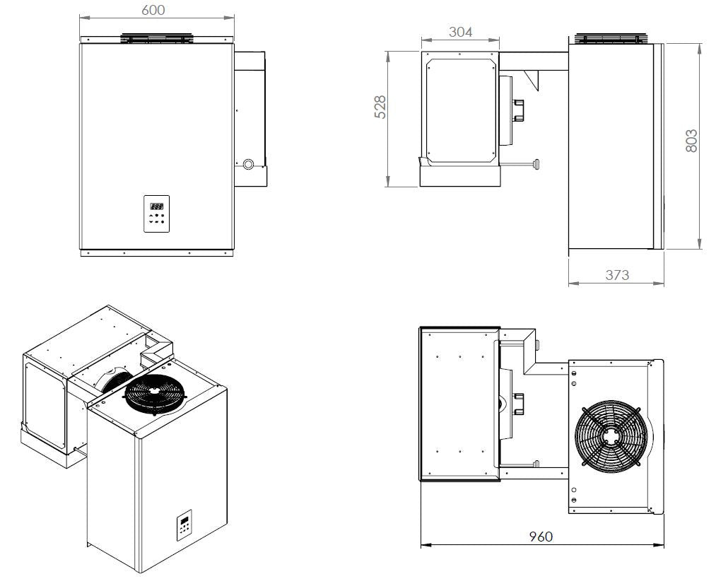 Unité de refroidissement type positif 13.1 - 18 m3 600x960x803 mm 13.1 L 0.98 kW Combisteel - vue 2 - Groupe Positif pro CHR - Cuistéo