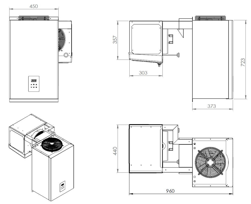 Unité de refroidissement type positif 6.6-9 m3 450x960x723 mm 6.6 L 0.78 kW Combisteel - vue 2 - Groupe Positif pro CHR - Cuistéo