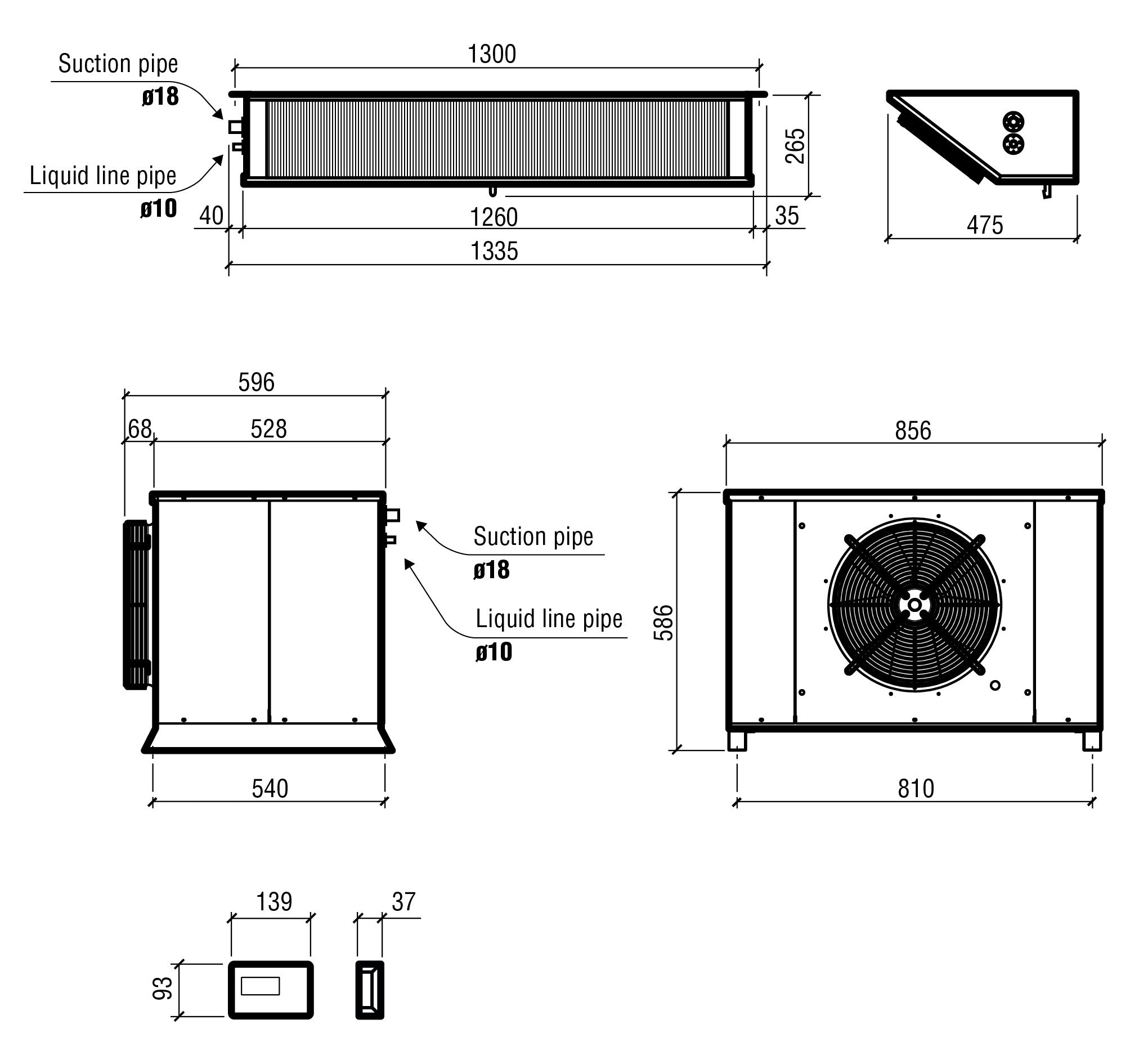Unité refroidissement split type positif 48.32 - 73.32 m3 856x596x586 mm 48.32 L 2.26 kW Combisteel - vue 2 - Groupe Positif pro CHR - Cuistéo