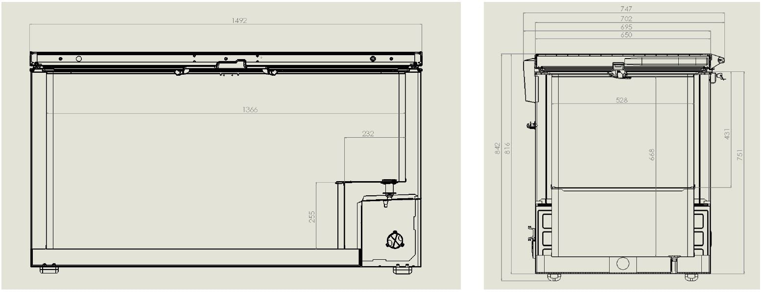 Congélateur bahut couvercle en inox 469 l 1492x743x840 mm 0.19 kW Combisteel - vue 2 - Congélateur coffre pro CHR - Cuistéo