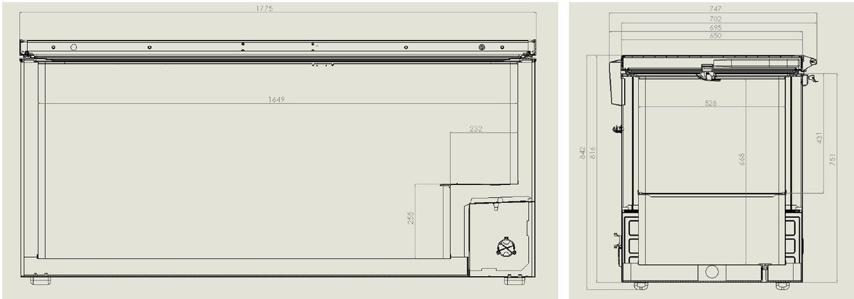 Congélateur bahut couvercle en inox 572 l 1775x743x840 mm 0.2 kW Combisteel - vue 2 - Congélateur coffre pro CHR - Cuistéo