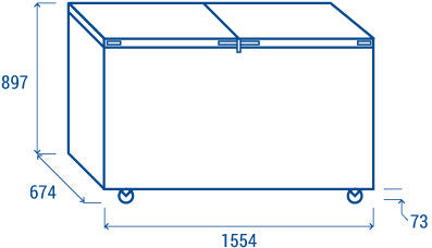 Congélateur Coffre 500 litres CFB 500 - Cool Head 1554x674x897 mm 249 W Coolhead - vue 6 - Congélateur Coffre pro CHR - Cuistéo