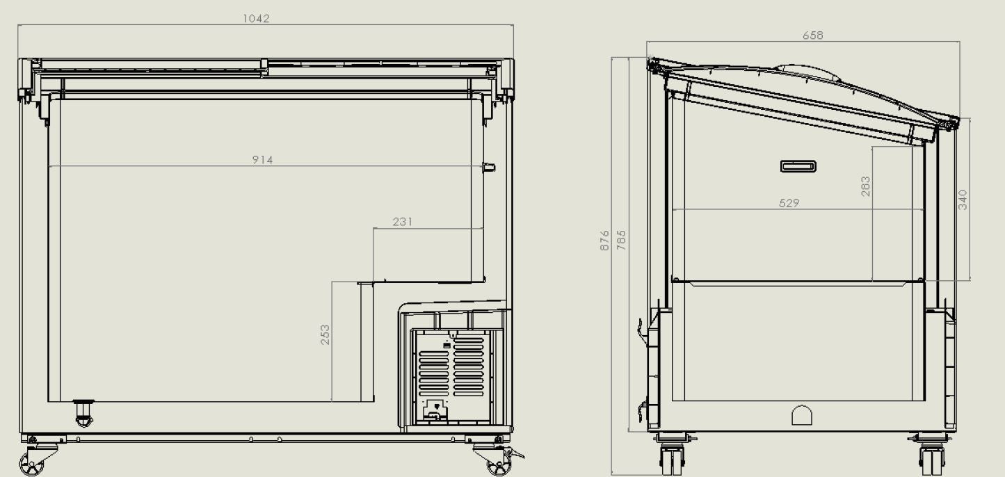 Congélateur bahut couvercle en verre 297 l 1043x659x879 mm 0.13 kW Combisteel - vue 2 - Congélateur Vitré pro CHR - Cuistéo