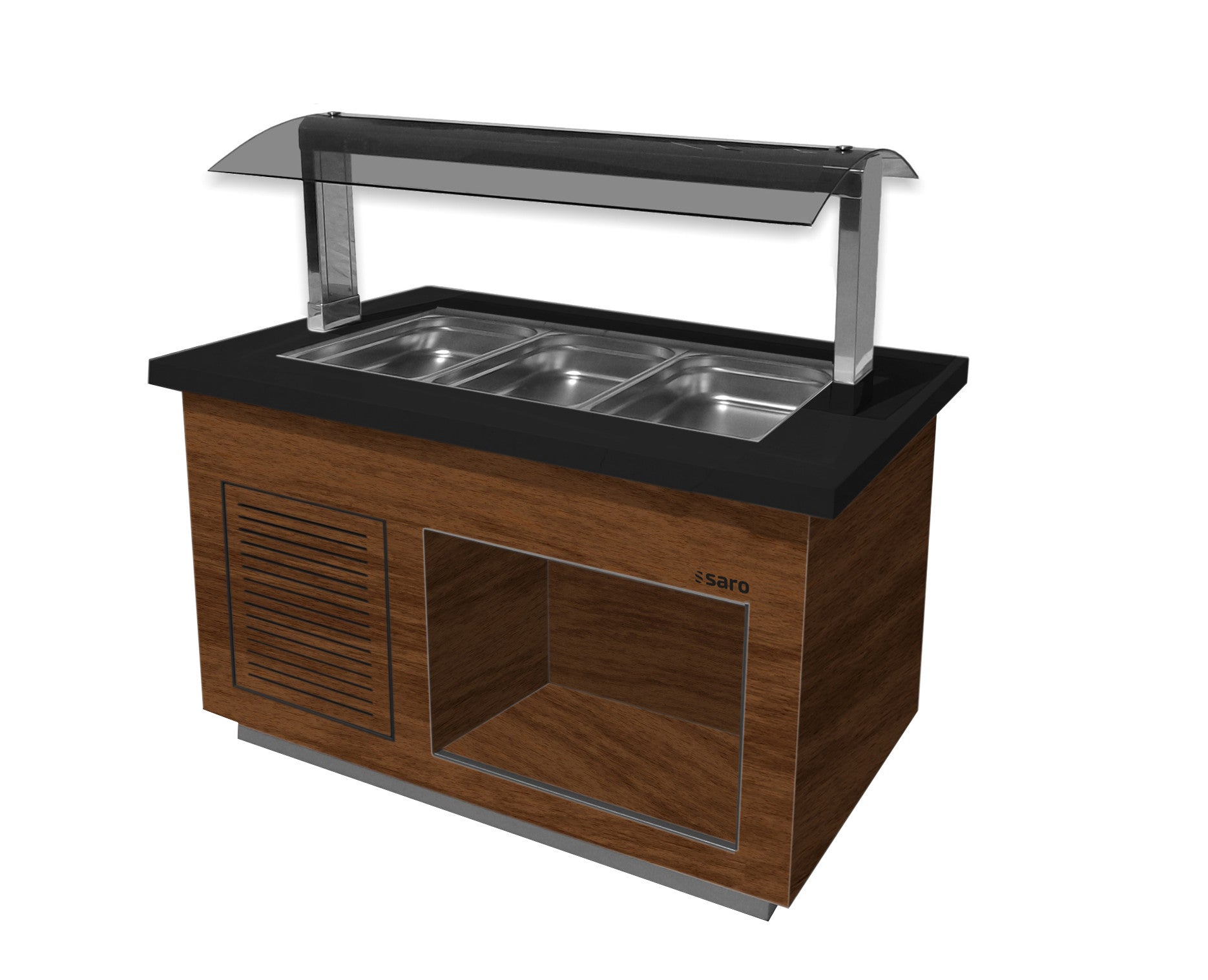 Bar à Salades - 3x GN 1/1 - 0/+10°C - R290 - 1300x880x1350 mm - SB-K 130 Noyer 3 L Saro - Buffet Réfrigéré Professionnel professionnel CHR - matériel cuisine pro - Cuistéo