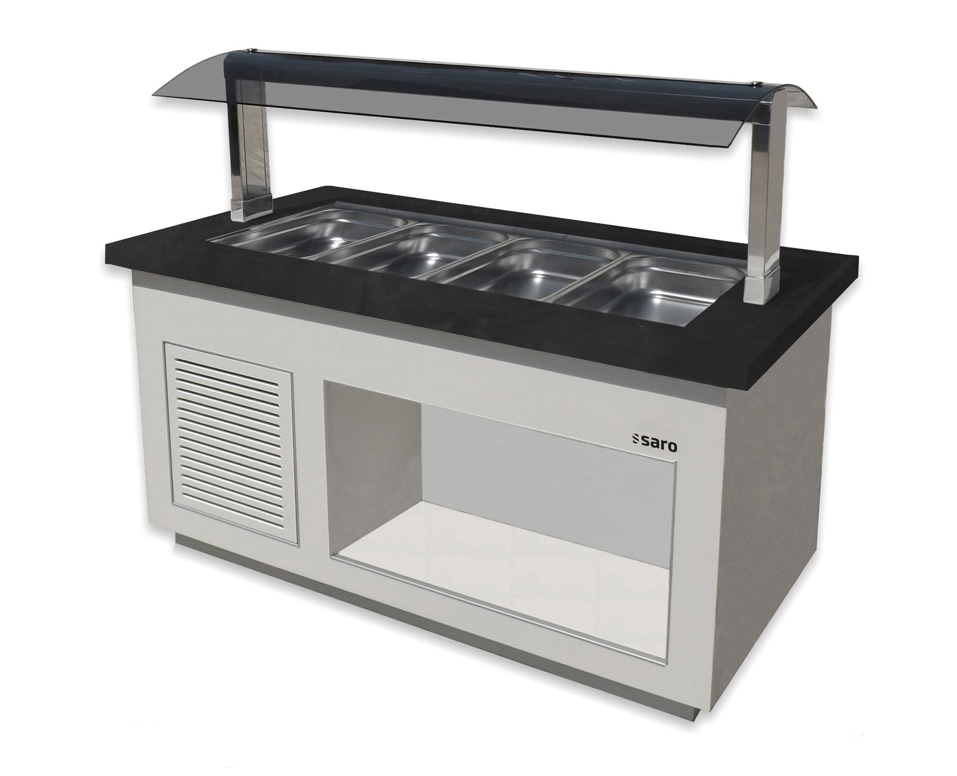 Bar à Salades - 4x GN 1/1 - 0/+10°C - R290 - 1700x880x1350 mm - SB-K 170 Blanc 3 L Saro - Buffet Réfrigéré Professionnel professionnel CHR - matériel cuisine pro - Cuistéo