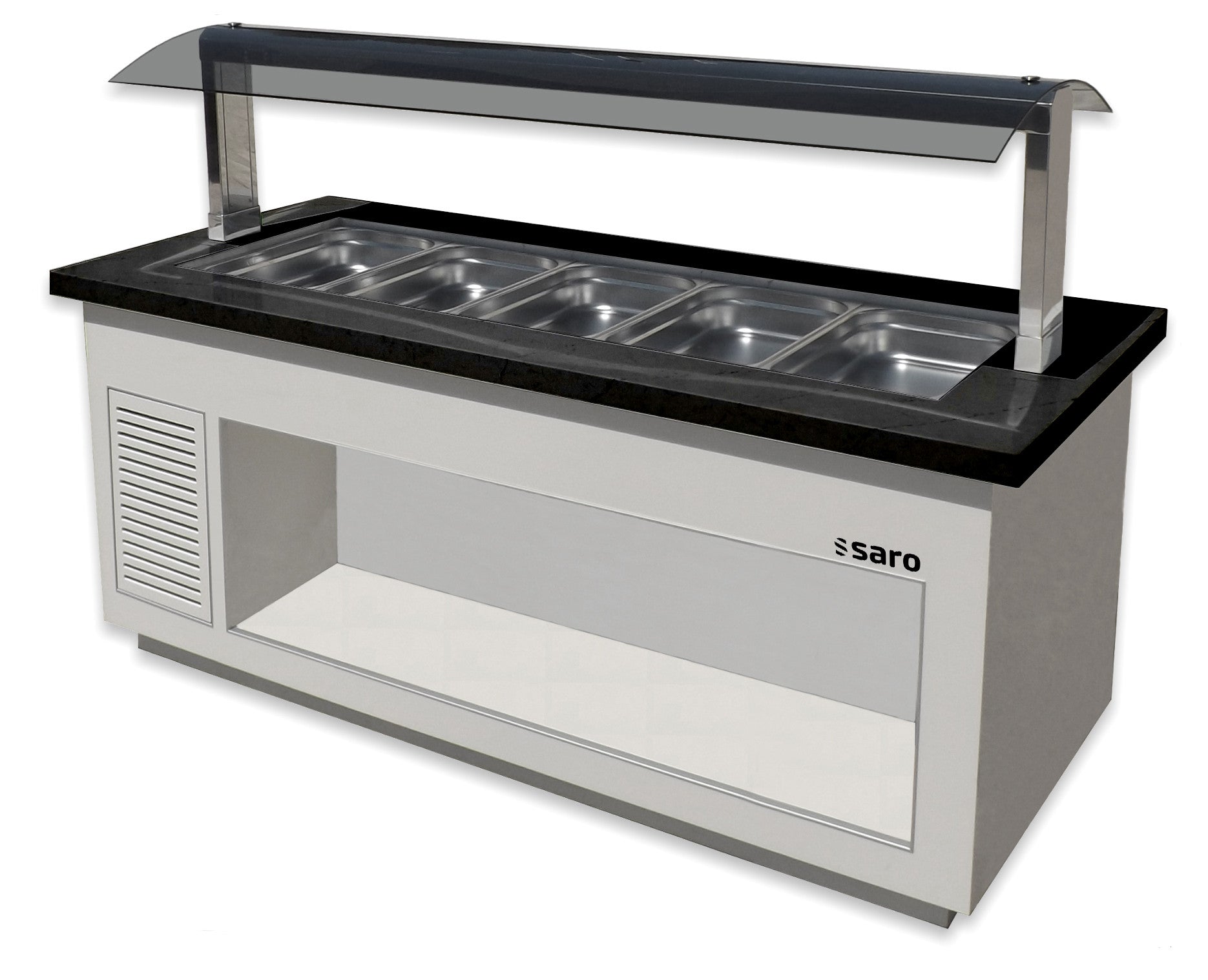 Bar à Salades - 6x GN 1/1 - 0/+10°C - R290 - 2300x880x1350 mm - SB-K 230 Blanc 6 L Saro - Buffet Réfrigéré Professionnel professionnel CHR - matériel cuisine pro - Cuistéo