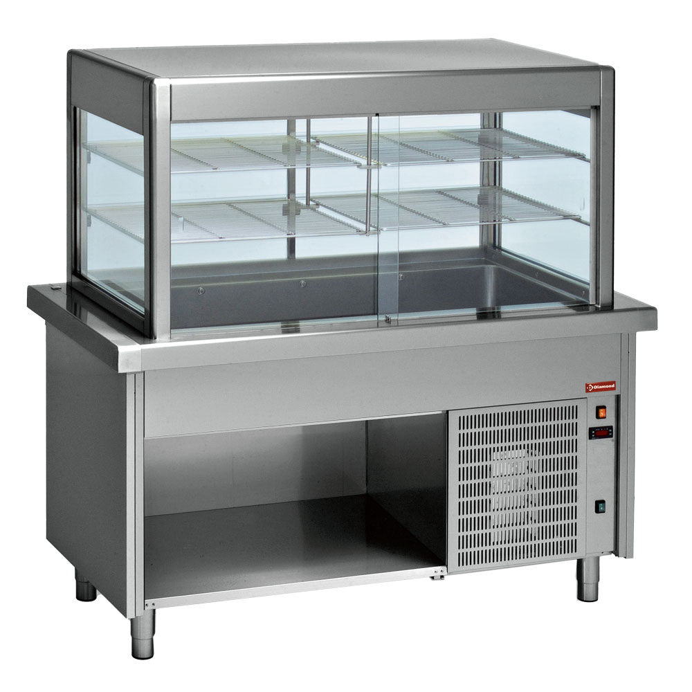 Elément cuve et vitrine réfrigerée sur meuble 4 x GN 1/1 - Diamond