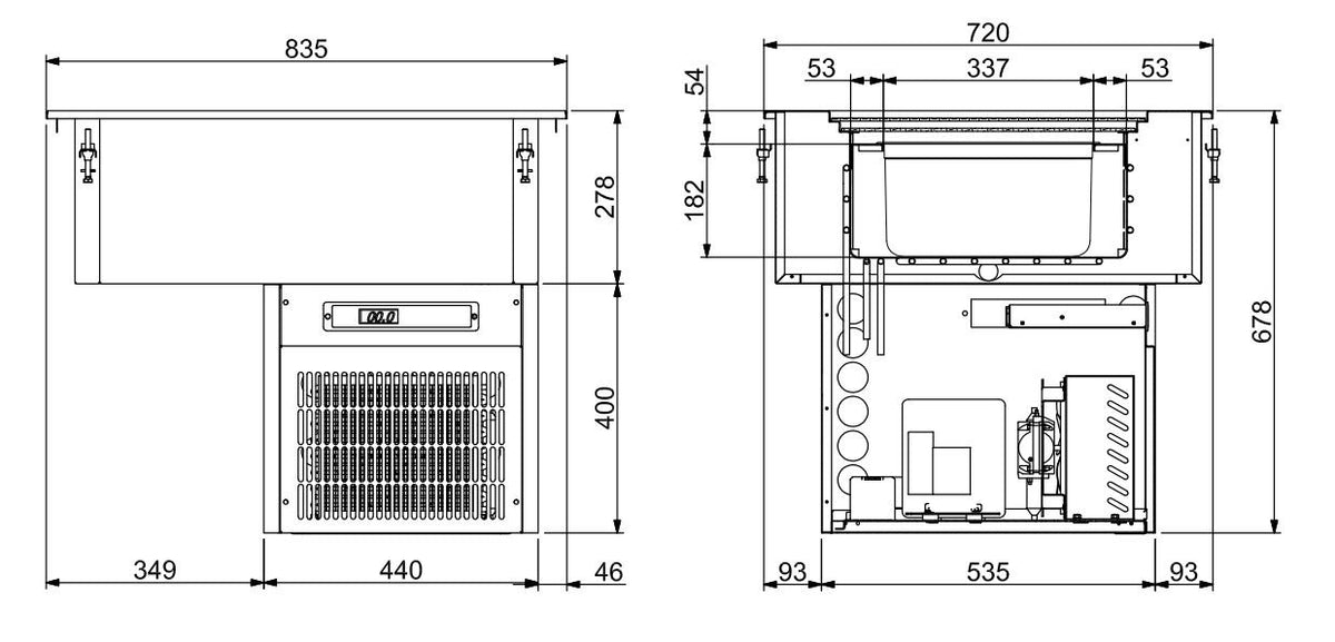 Drop-in bac à glace 4 835x720x678 mm 0.185 kW Combisteel - vue 2 - Cuve Réfrigérée Drop-In pro CHR - Cuistéo