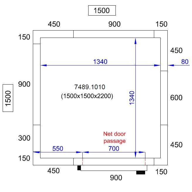 Chambre froide positive avec groupe 1500x1500x2200 3.7 L Combisteel - Chambre Froide Positive professionnel CHR - matériel cuisine pro - Cuistéo