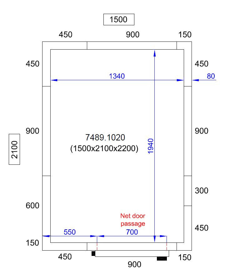 Chambre froide positive avec groupe 1500x2100x2200 5.3 L Combisteel - Chambre Froide Positive professionnel CHR - matériel cuisine pro - Cuistéo