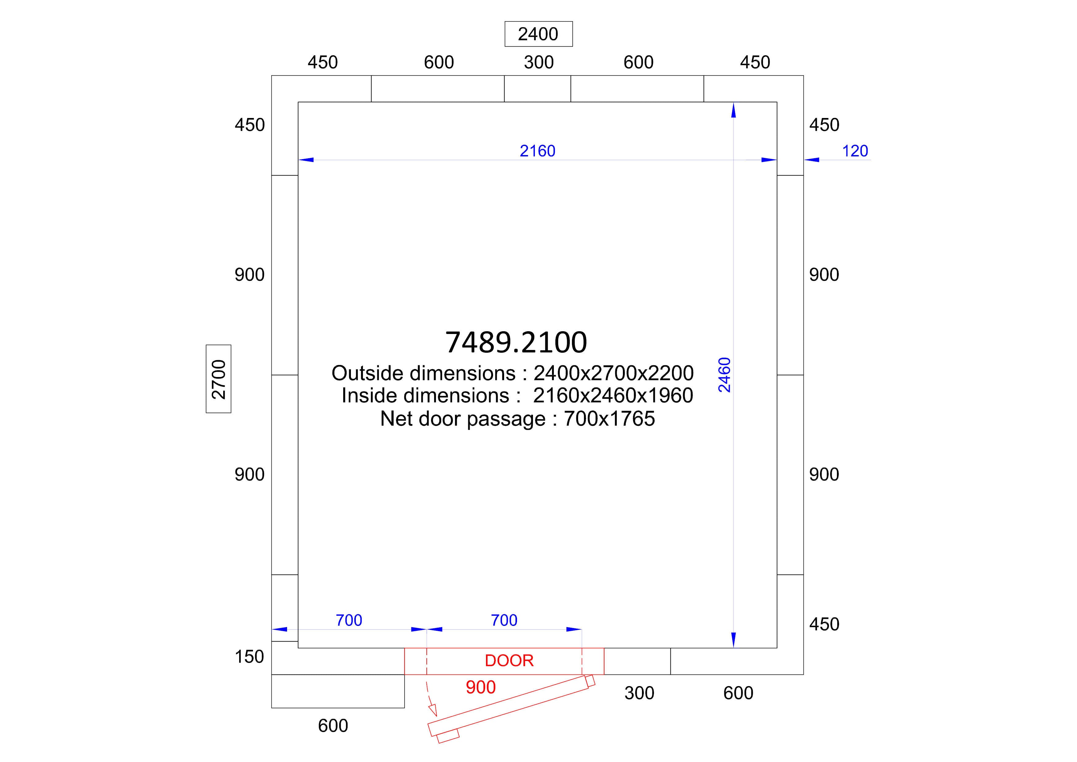 Chambre froide positive avec groupe 2400x2700x2200 - 120 mm 10.4 L Combisteel - Chambre Froide Positive professionnel CHR - matériel cuisine pro - Cuistéo