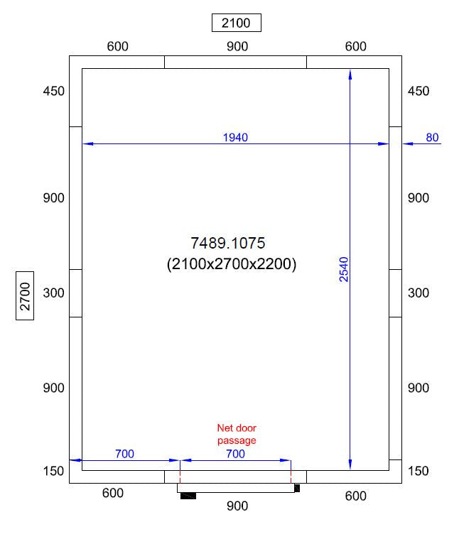 Chambre froide positive avec groupe 2100x2700x2200 10.1 L Combisteel - Chambre Froide Positive professionnel CHR - matériel cuisine pro - Cuistéo