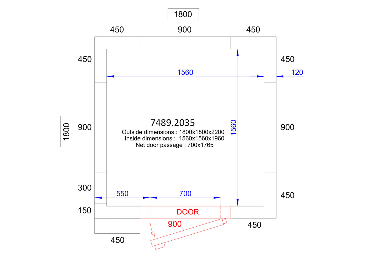 Chambre froide positive avec groupe 1800x1800x2200 4.8 L Combisteel - Chambre Froide Positive professionnel CHR - matériel cuisine pro - Cuistéo