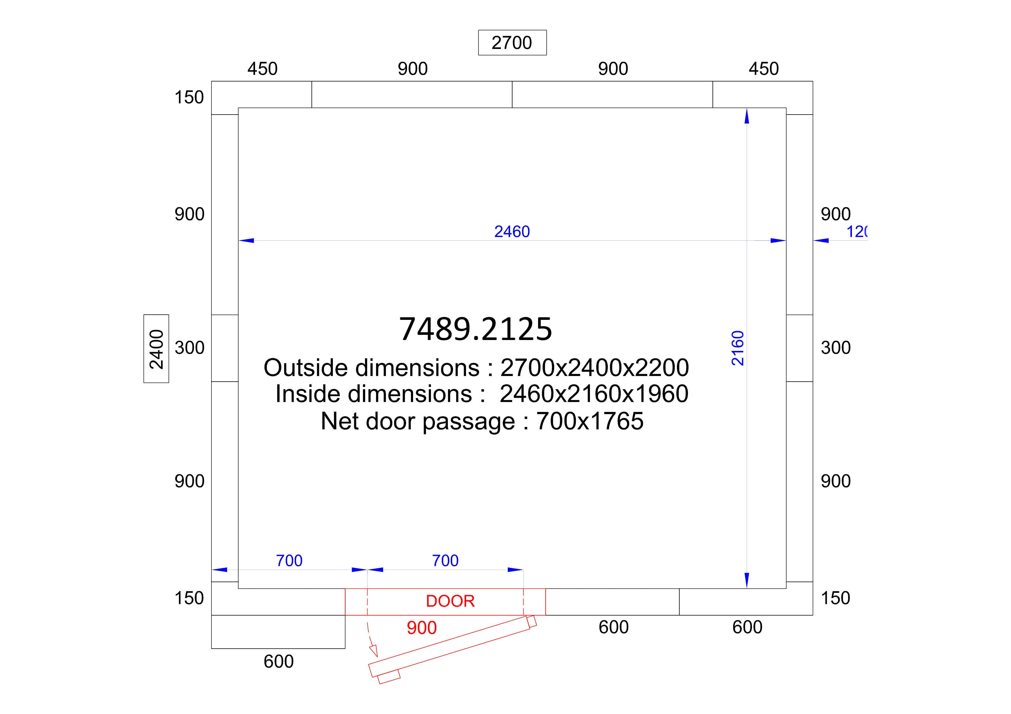 Chambre froide négative avec groupe 2700x2400x2200 10.4 L Combisteel - Chambre Froide professionnel CHR - matériel cuisine pro - Cuistéo