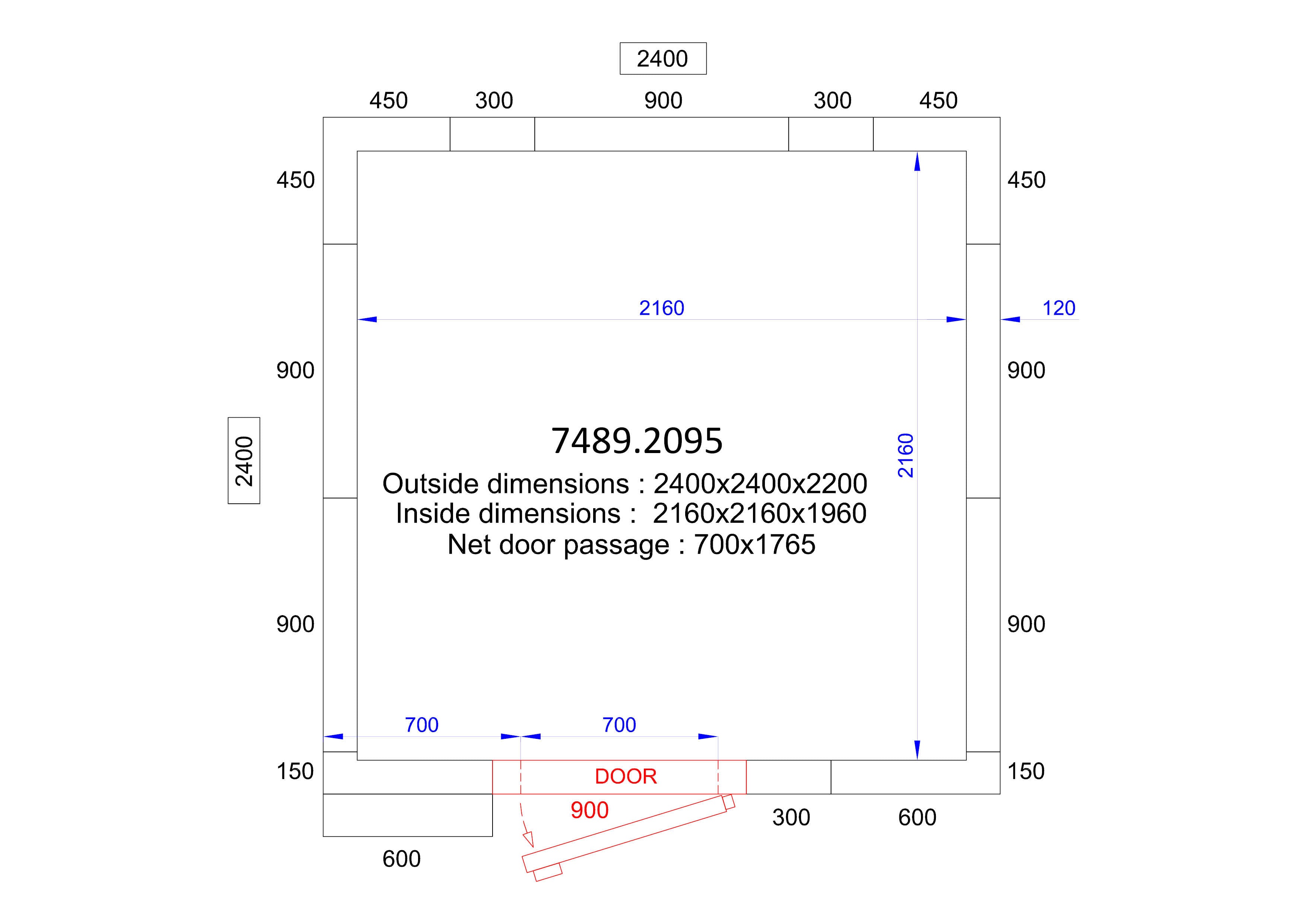 Chambre froide négative avec groupe 2400x2400x2200 9.1 L Combisteel - Chambre Froide professionnel CHR - matériel cuisine pro - Cuistéo