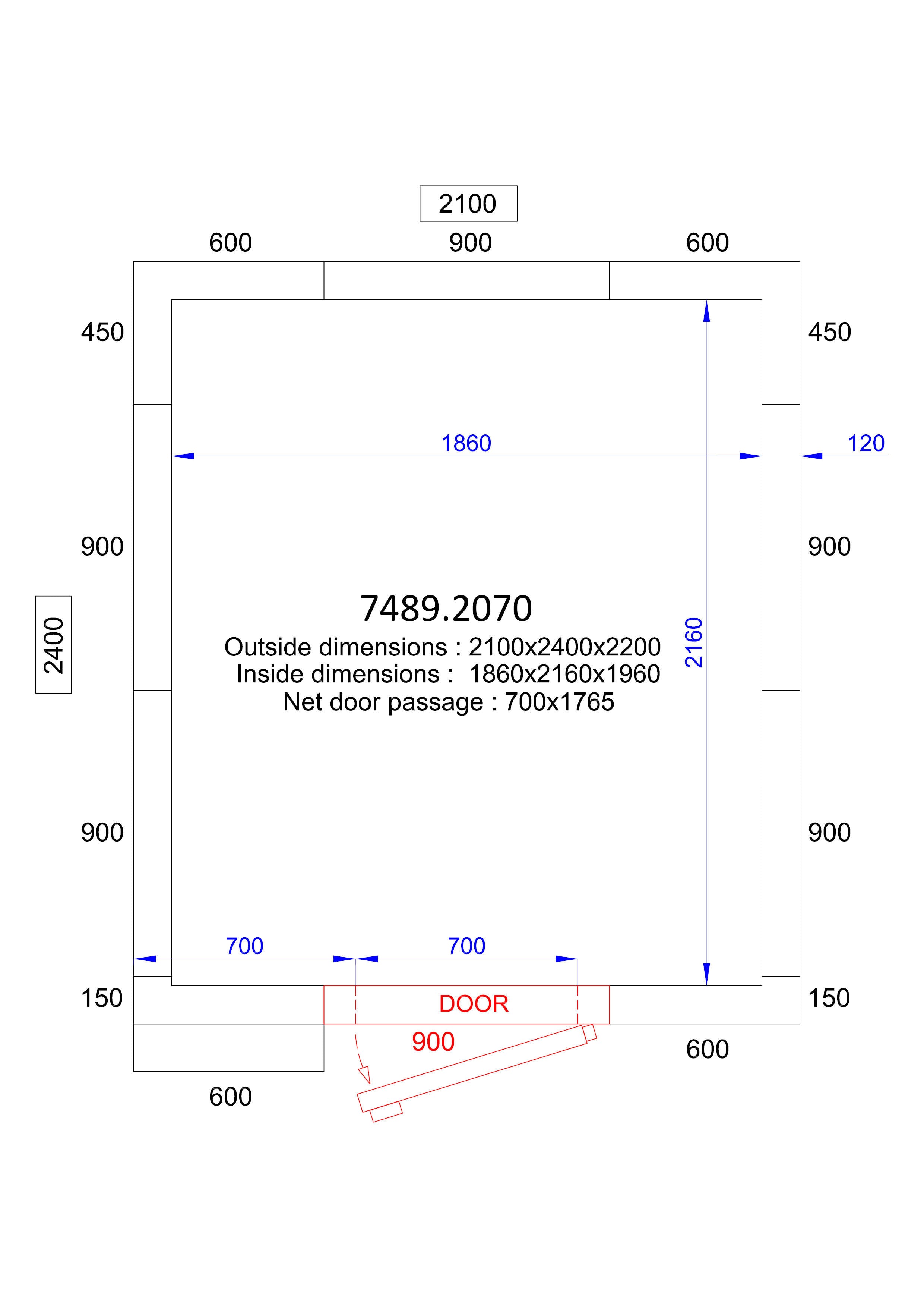 Chambre froide négative avec groupe 2100x2400x2200 7.9 L Combisteel - Chambre Froide professionnel CHR - matériel cuisine pro - Cuistéo