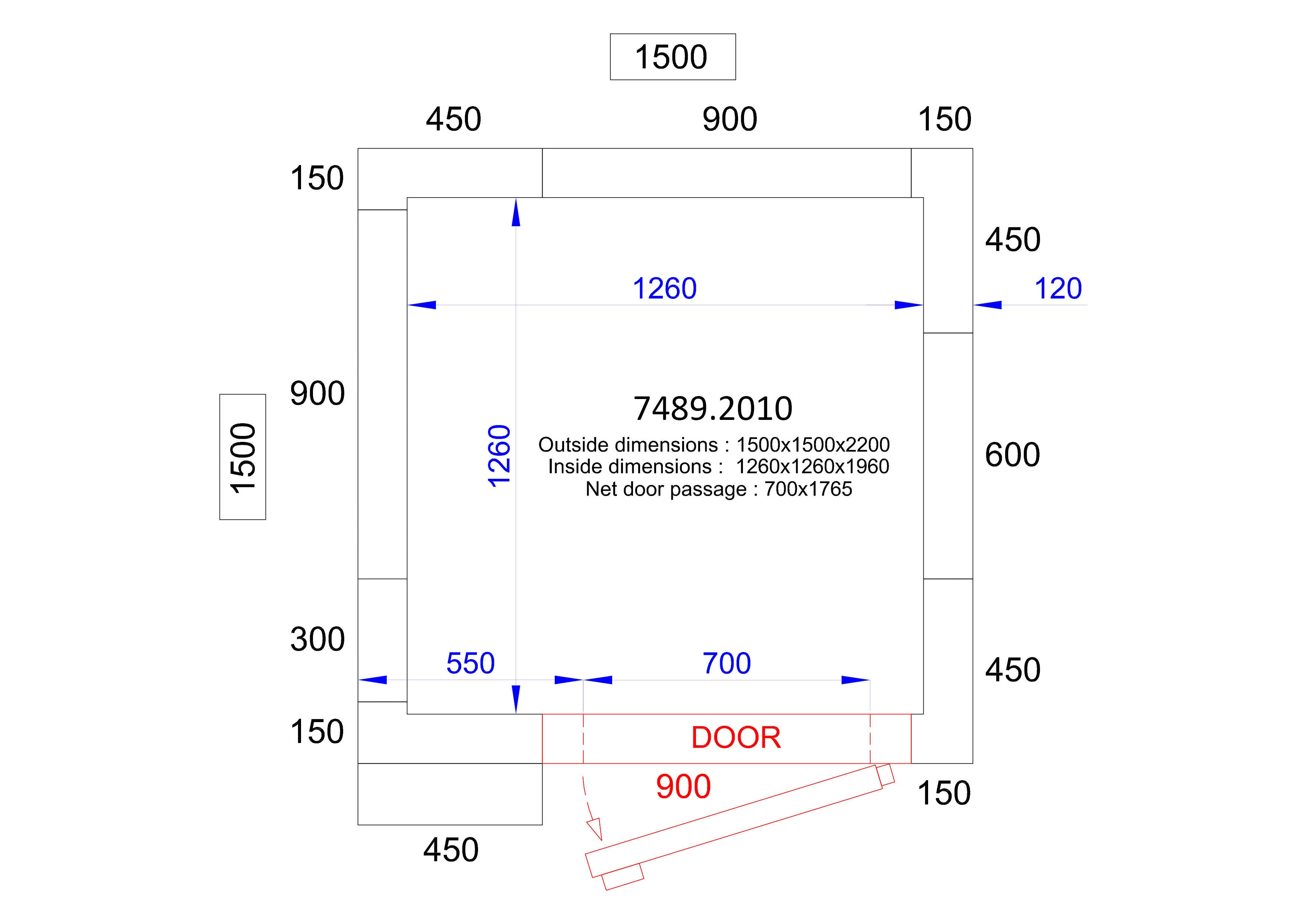 Chambre froide groupe négatif 1500x1500x2200 3.1 L Combisteel - Chambre Froide professionnel CHR - matériel cuisine pro - Cuistéo