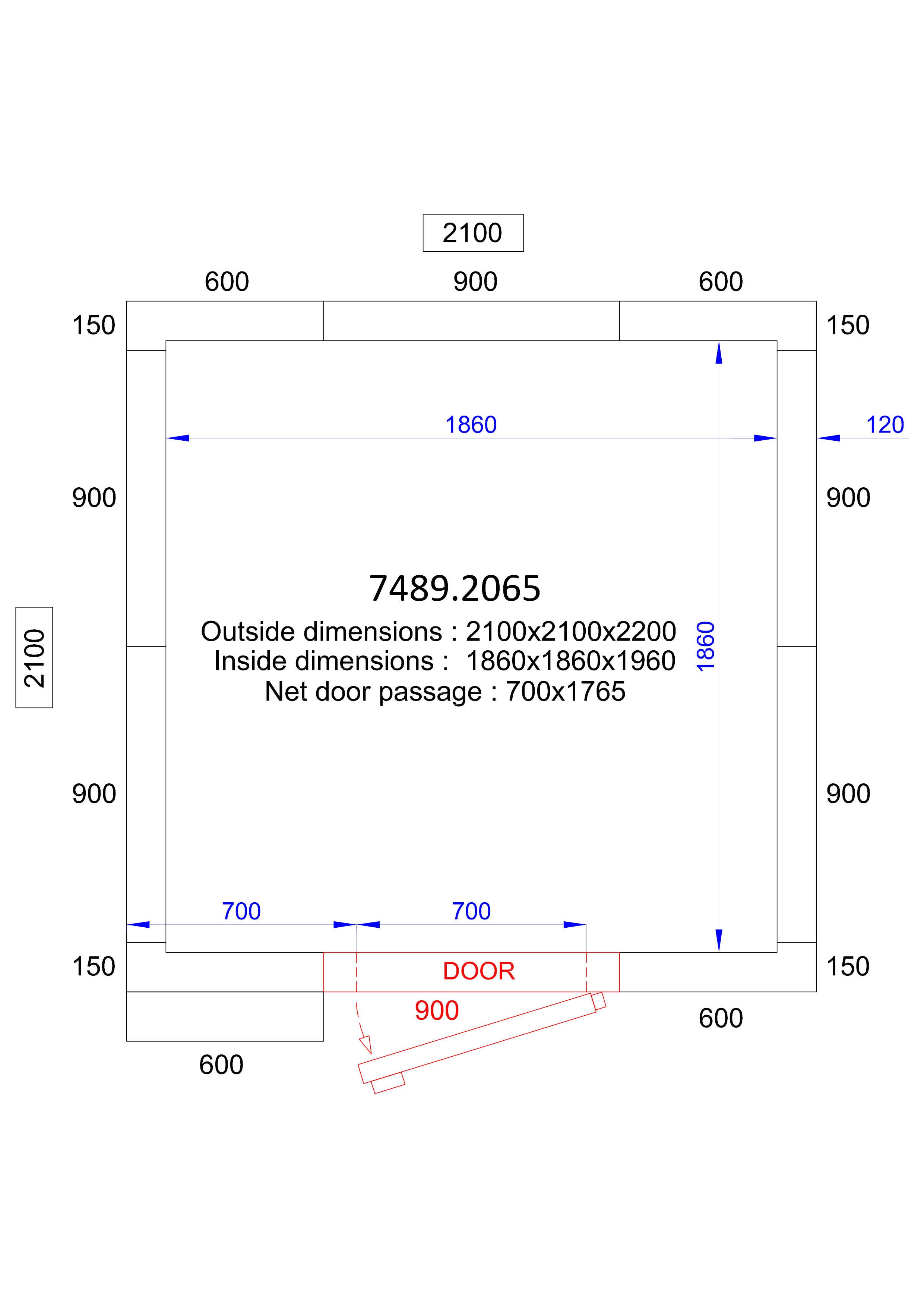 Chambre froide négative avec groupe 2100x2100x2200 6.8 L Combisteel - Chambre Froide professionnel CHR - matériel cuisine pro - Cuistéo