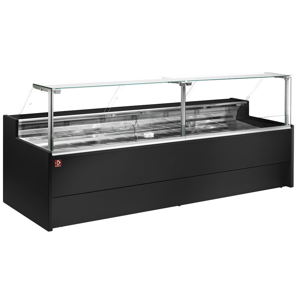 Comptoir vitrine réfrigéré à vitre droite avec réserve - Diamond