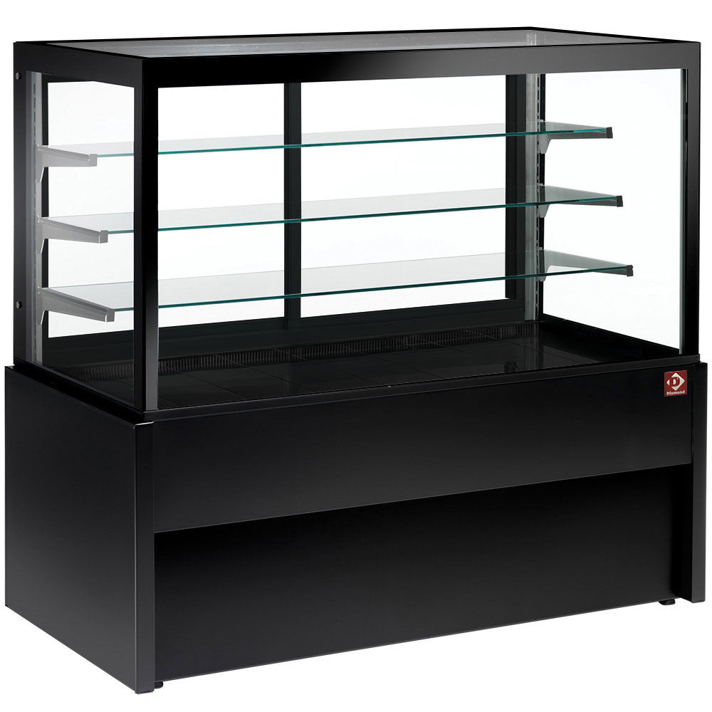 Comptoir vitrine 4 niveaux pano. neutre noir - Diamond