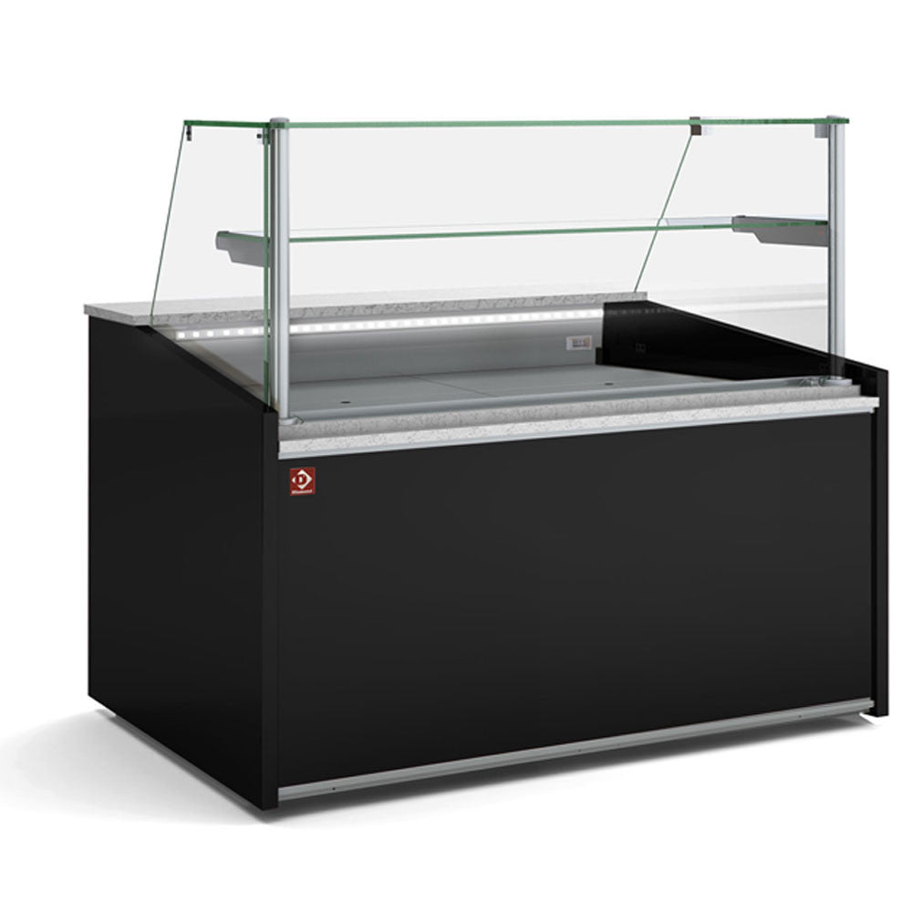 Comptoir vitrine ventilé - vitre haute avec réserve - Diamond