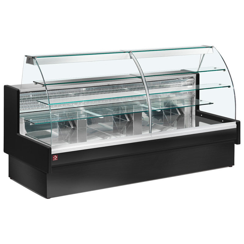 Comptoir vitrine réfrigéré vitre courbe noir - Diamond