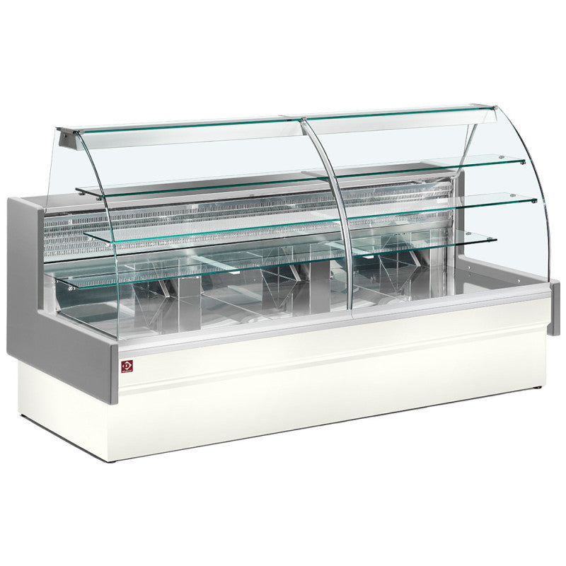 Comptoir vitrine réfrigéré vitre courbe gris / blanc - Diamond