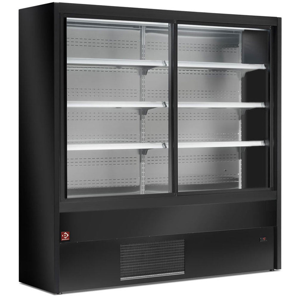 Armoire ventilée réfrigérée libre service avec portes coulissantes noir - Diamond