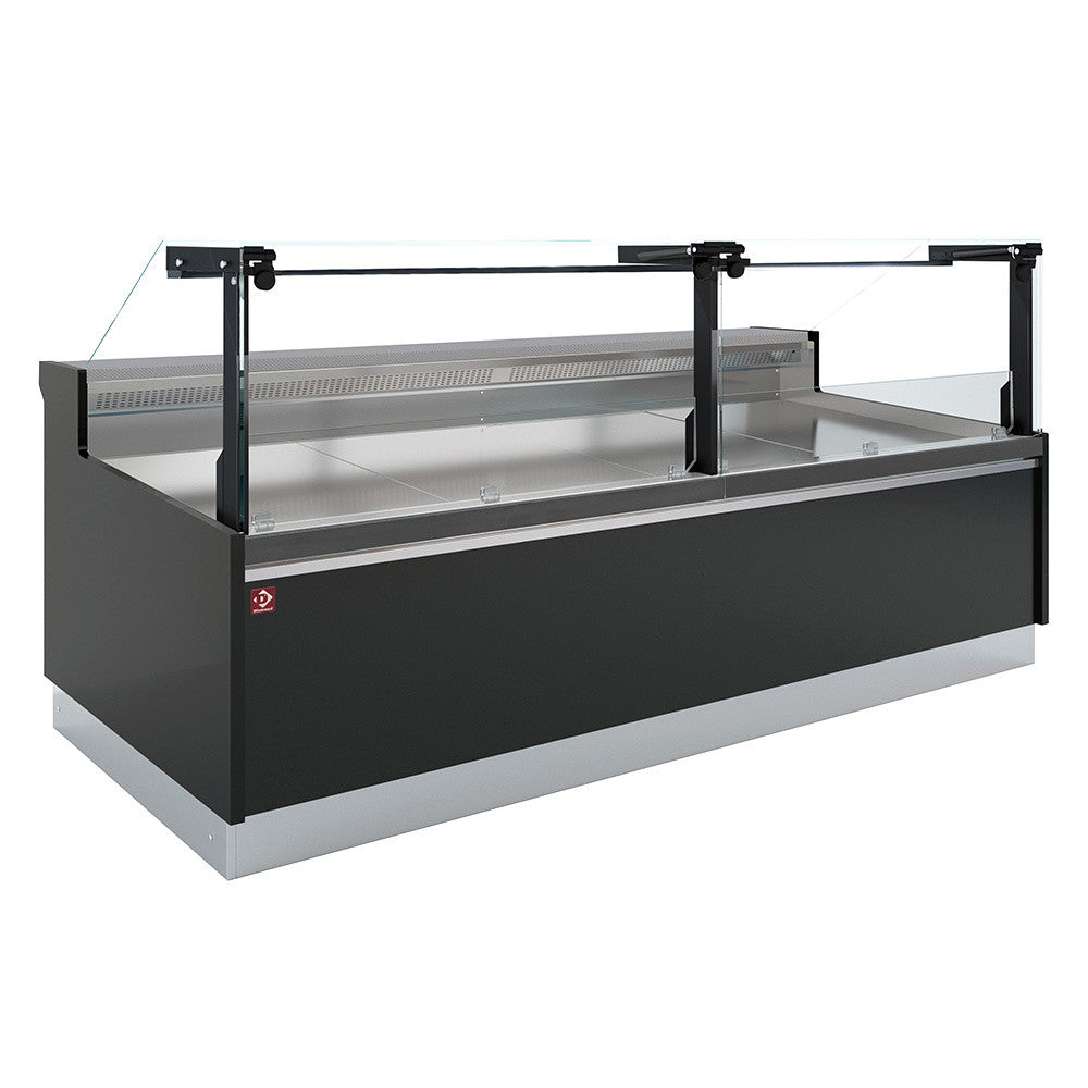 Comptoir ventilé, avec réserve, vitre verticale 90° avec relevage à piston - FULL BLACK - Diamond