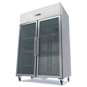 Réfrigérateur 1400 L - 6 étagères réglables 2/1 GN avec portes en verre inox 1480x820 mm 395 W Maxima - Réfrigération professionnel CHR - matériel cuisine pro - Cuistéo