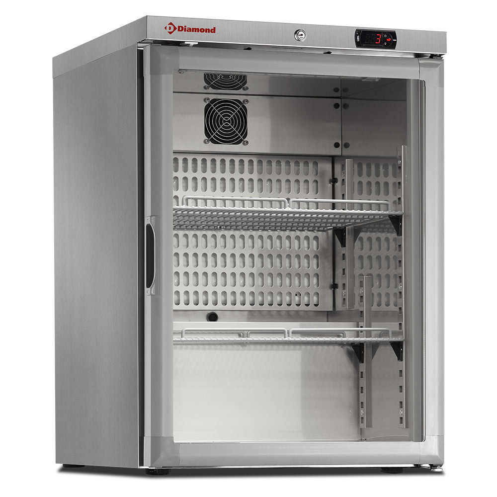 Frigo ventilé vitré 150L en acier inox AISI 304 éclairage LED classe B - Diamond