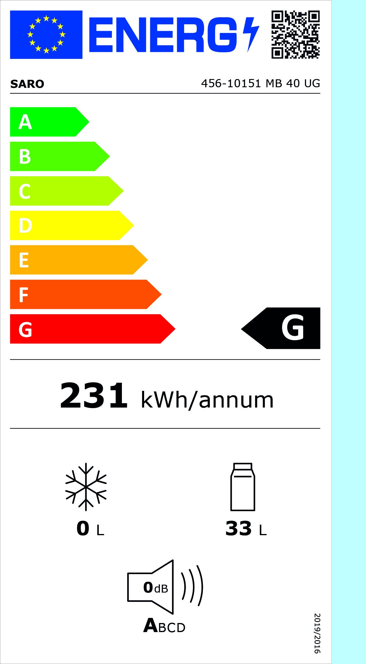 Minibar vitré 36L avec refroidissement par absorption 2 étagères réglables éclairage LED - Saro