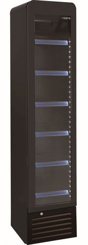 Réfrigérateur à boissons étroit noir 130L - Plage +2°C à +8°C - 6 grilles réglables - Éclairage LED - Saro
