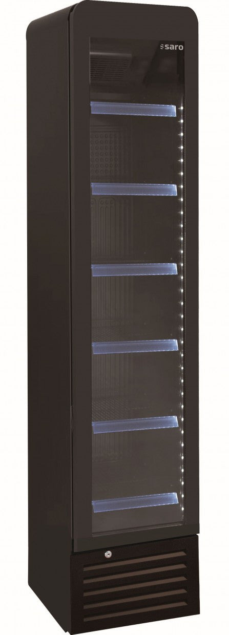 Réfrigérateur à boissons étroit noir 130L - Plage +2°C à +8°C - 6 grilles réglables - Éclairage LED - Saro