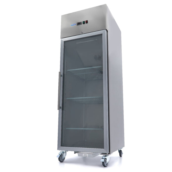 Réfrigérateur Professionnel 700L Inox avec Porte Vitrée - 3 Clayettes Réglables 2/1GN - Écologique R290 745x830 mm 240 W Maxima - Armoire réfrigérée professionnel CHR - matériel cuisine pro - Cuistéo