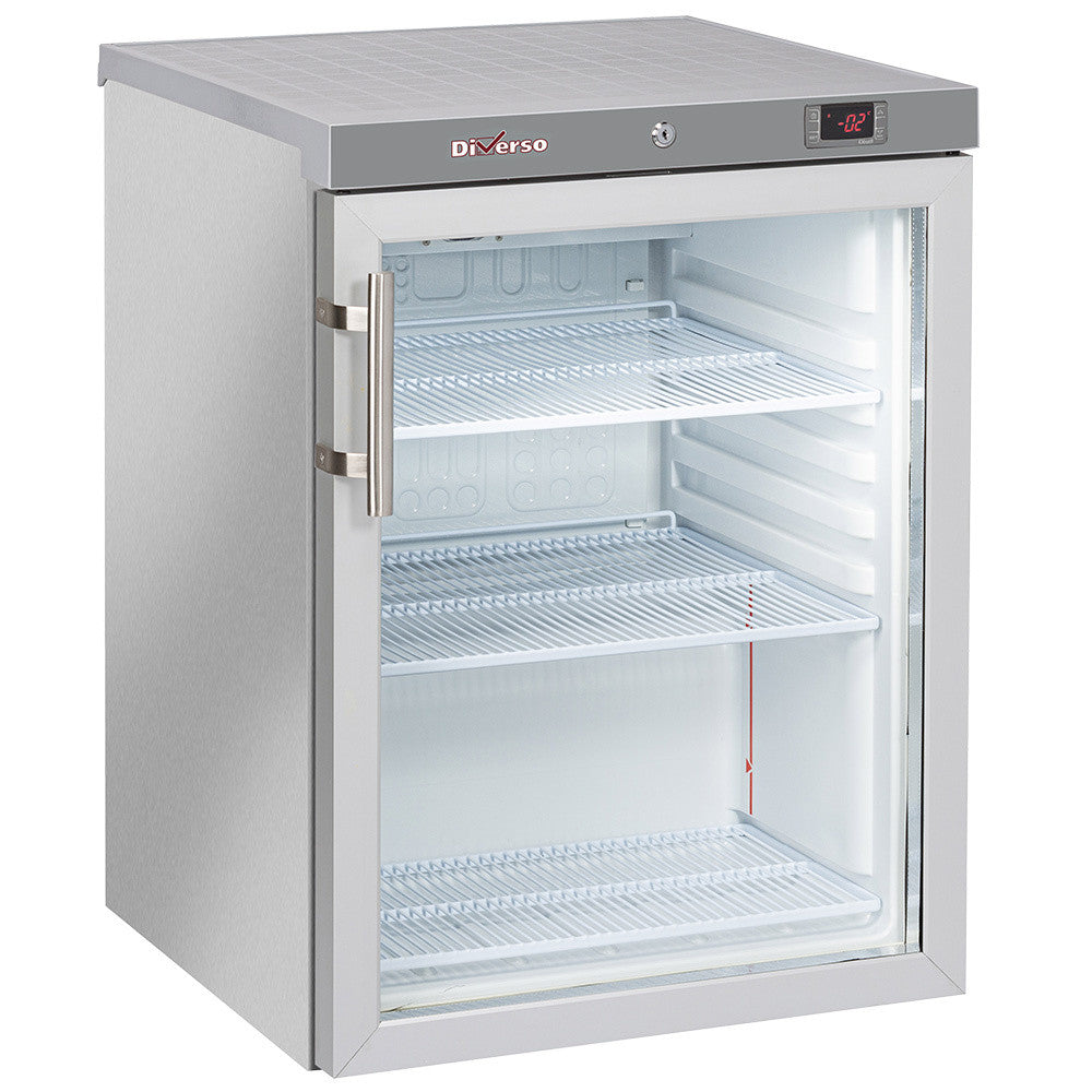 Réfrigérateur ventilé inox 200L avec porte vitrée design compact et performance - Diverso